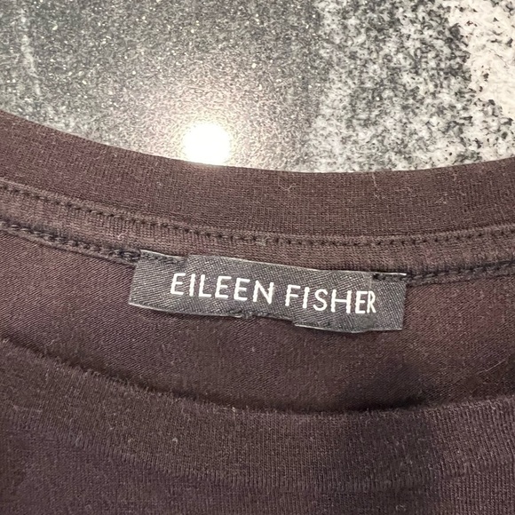 EILEEN FISHER brown jersey generous fit crew long sleeve top - Picture 11 of 14
